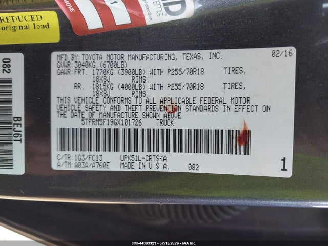 2016 TOYOTA TUNDRA 5TFRM5F19GX101726 Photo 8