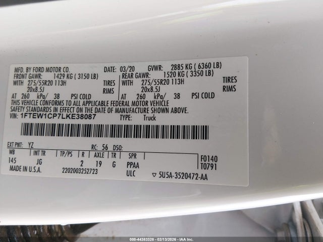 Ford F-150 Xl 2020 1FTEW1CP7LKE38087 Image 9