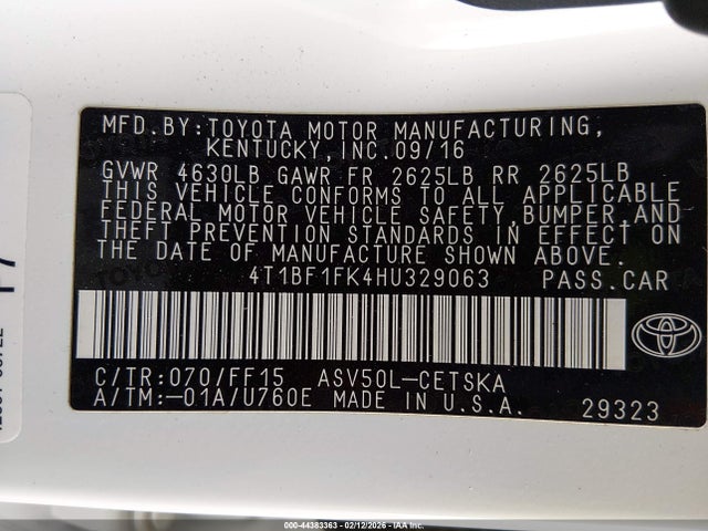 Toyota CAMRY SE 2017 4T1BF1FK4HU329063 Image 9