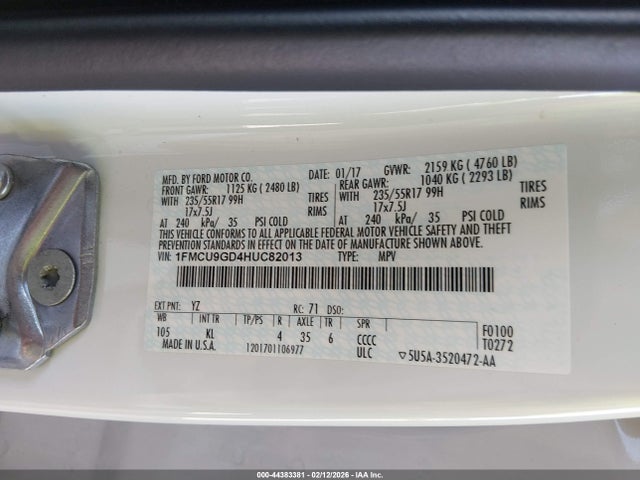 1FMCU9GD4HUC82013 Ford ESCAPE SE