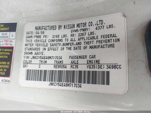 2006 INFINITI G35 JNKCV54E46M717034 Photo 8
