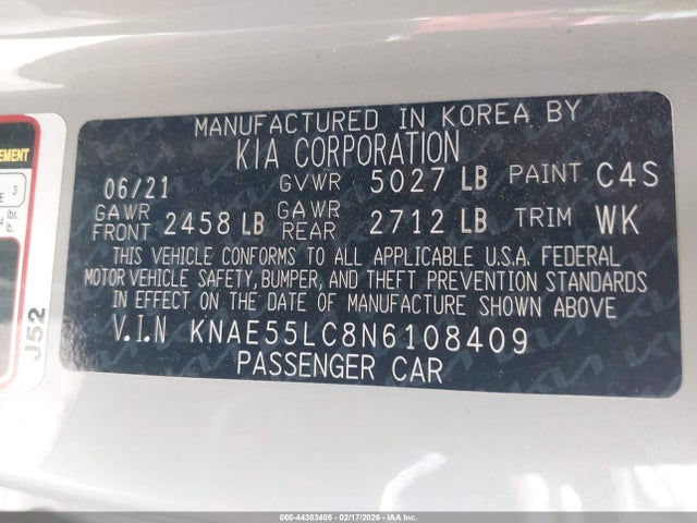 Продаж на аукціоні авто 2022 Kia Stinger Gt2, vin: KNAE55LC8N6108409, номер лоту: 44383405