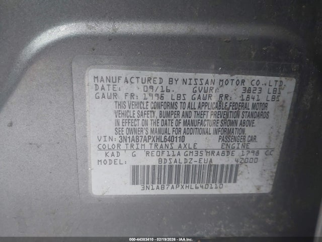 3N1AB7APXHL640110 Nissan SENTRA SV