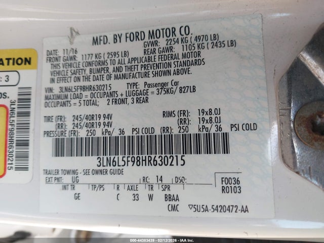 2017 LINCOLN MKZ 3LN6L5F98HR630215 Photo 8