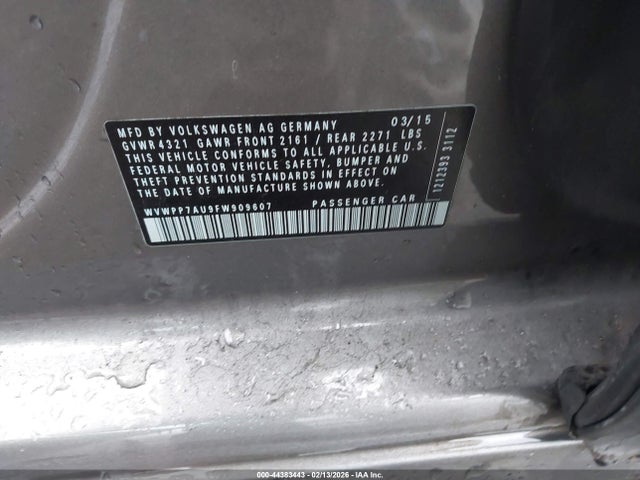 WVWPP7AU9FW909607 Volkswagen E-golf Sel Premium