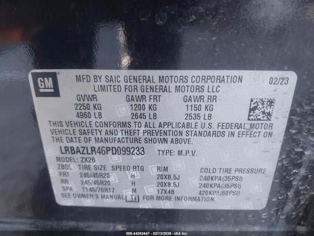 2023 Buick Envision Preferred Fwd მანქანა იყიდება აუქციონზე, vin: LRBAZLR46PD099233, აუქციონის ნომერი: 44383447