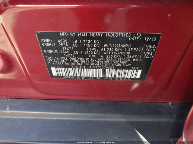 4S4BSANC8G3270254 Subaru Outback 2.5i Limited