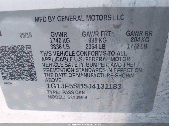 1G1JF5SB5J4131183 Chevrolet Sonic Premier Auto