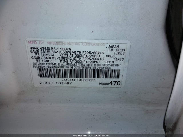 2004 MITSUBISHI OUTLANDER JA4LZ41F64U003085 Photo 8