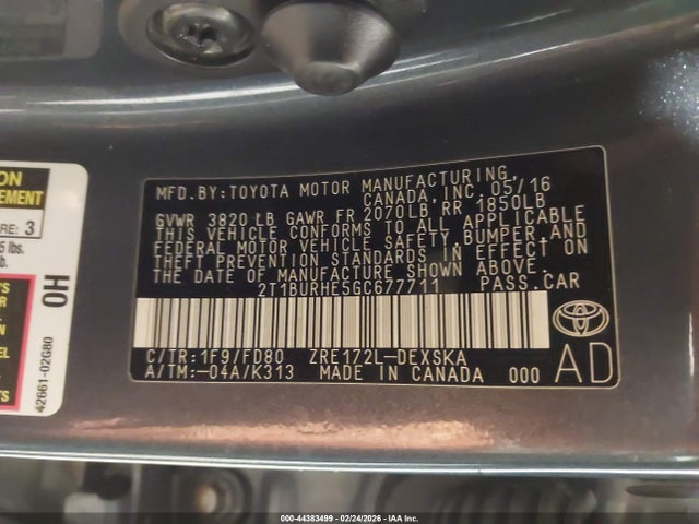 2T1BURHE5GC677711 Toyota Corolla S Plus