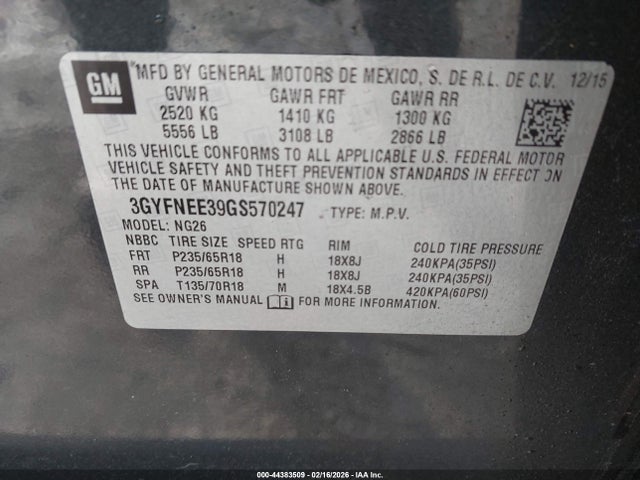 2016 CADILLAC SRX 3GYFNEE39GS570247 Photo 8