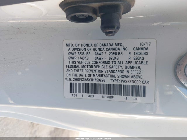 2HGFC3A5XJH750226 Honda CIVIC SI