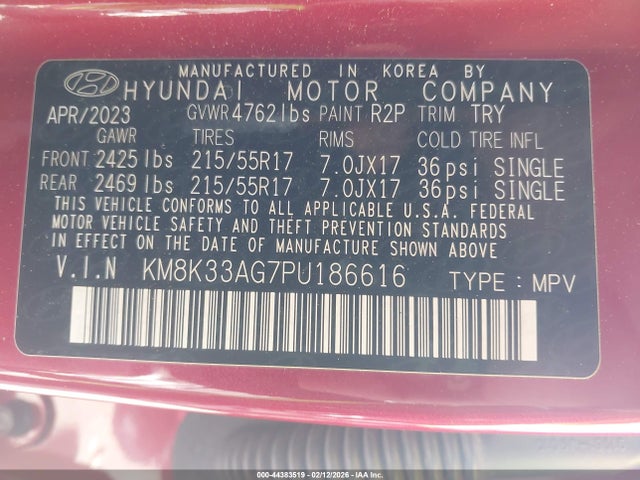 Aukcja sprzedaży 2023 Hyundai Kona Electric Sel, vin: KM8K33AG7PU186616, numer aukcji: 44383519