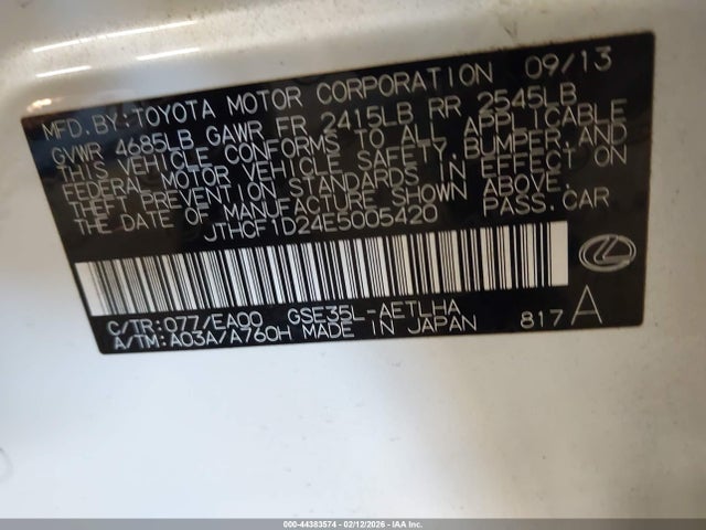 Lexus IS 250 2014 JTHCF1D24E5005420 Image 9