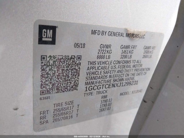 1GCGTCENXJ1299231 Chevrolet Colorado Lt