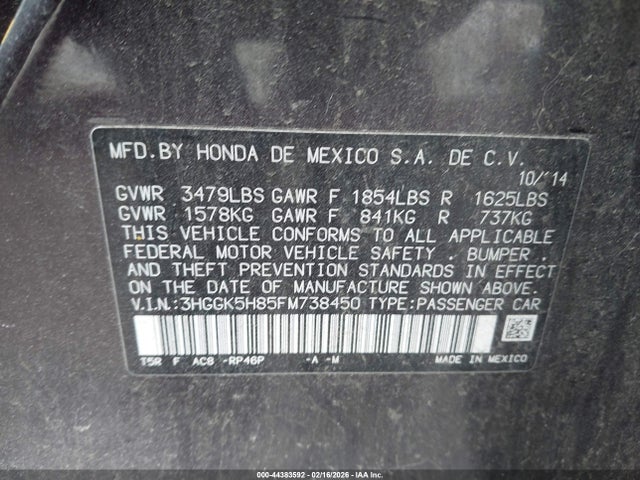 3HGGK5H85FM738450 Honda Fit Ex/ex-l