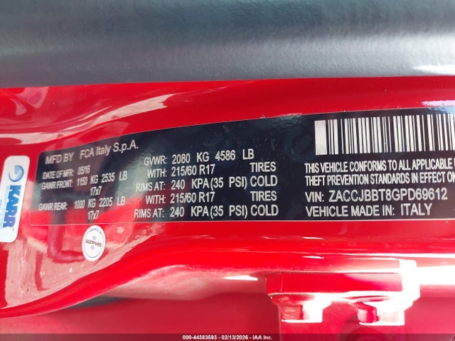 Jeep Renegade Latitude 2016 ZACCJBBT8GPD69612 Image 9