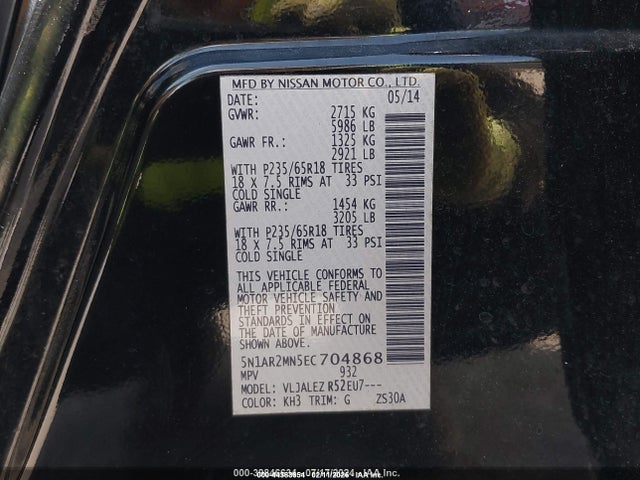 2014 NISSAN PATHFINDER 5N1AR2MN5EC704868 Photo 8