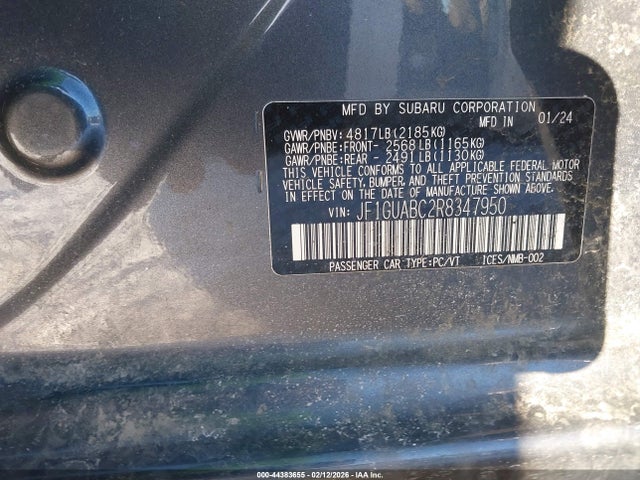 Aukcja sprzedaży 2024 Subaru Impreza Base 5-door, vin: JF1GUABC2R8347950, numer aukcji: 44383655