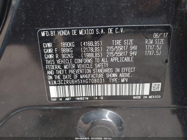 2017 HONDA HR-V 3CZRU6H5XHG708031 Photo 8