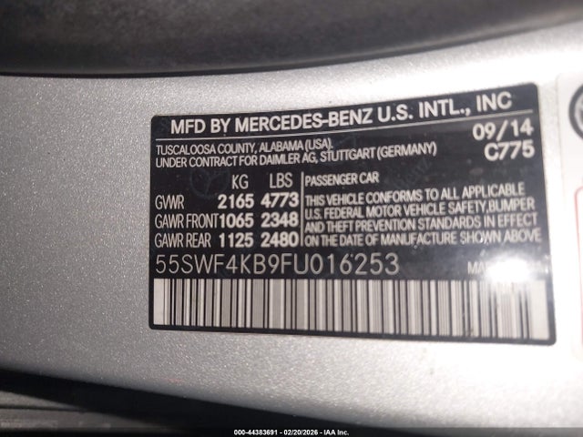Продажа на аукционе авто 2015 Mercedes-benz C 300 Sport 4matic, vin: 55SWF4KB9FU016253, номер лота: 44383691