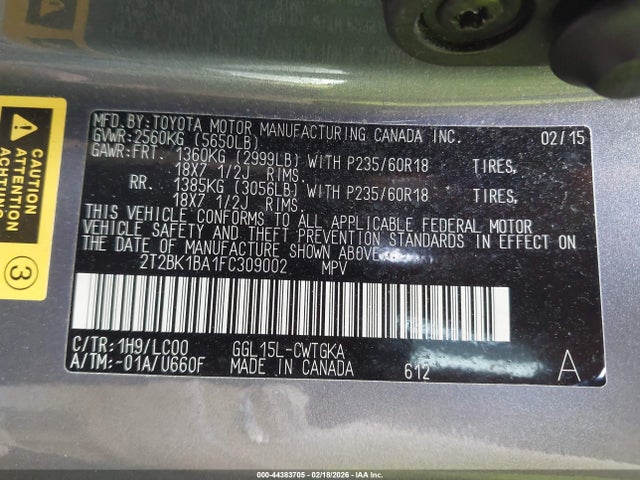 Aukcja sprzedaży 2015 Lexus Rx 350, vin: 2T2BK1BA1FC309002, numer aukcji: 44383705