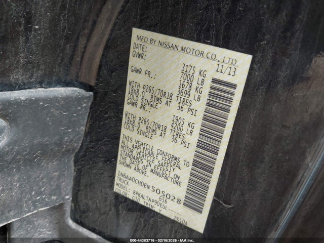 Nissan TITAN SV 2014 1N6AA0CH0EN505028 Image 9