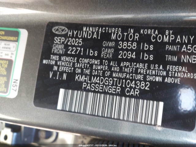 Aukcja sprzedaży 2026 Hyundai Elantra Sel Sport, vin: KMHLM4DG9TU104382, numer aukcji: 44383717
