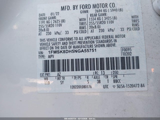 2022 FORD EXPLORER 1FMSK8DH5NGA55751 Photo 8