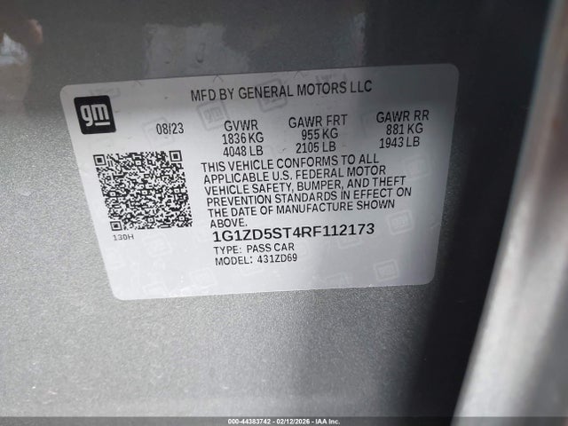 1G1ZD5ST4RF112173 Chevrolet Malibu Fwd 1lt