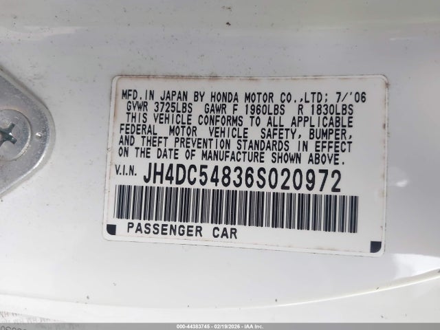 Продаж на аукціоні авто 2006 Acura Rsx, vin: JH4DC54836S020972, номер лоту: 44383745