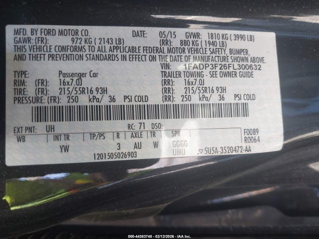 Ford FOCUS SE 2015 1FADP3F26FL300632 Image 9