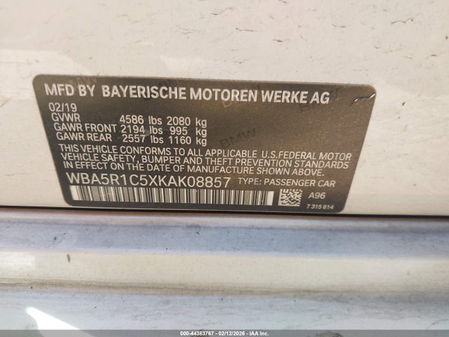 Aukcja sprzedaży 2019 Bmw 330i, vin: WBA5R1C5XKAK08857, numer aukcji: 44383767