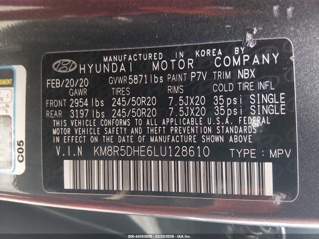 KM8R5DHE6LU128610 Hyundai Palisade Limited