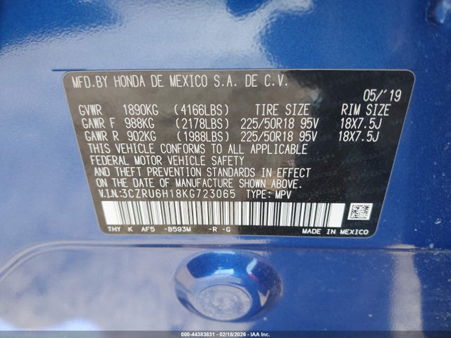 2019 HONDA HR-V 3CZRU6H18KG723065 Photo 8