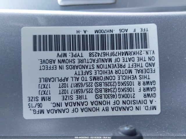 Aukcja sprzedaży 2015 Honda Cr-v Ex-l, vin: 2HKRM4H79FH674258, numer aukcji: 44383843