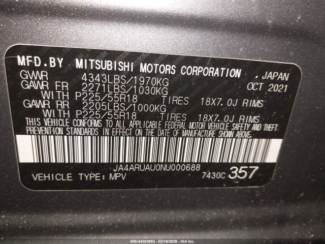 2022 MITSUBISHI OUTLANDER SPORT JA4ARUAU0NU000688 Photo 8