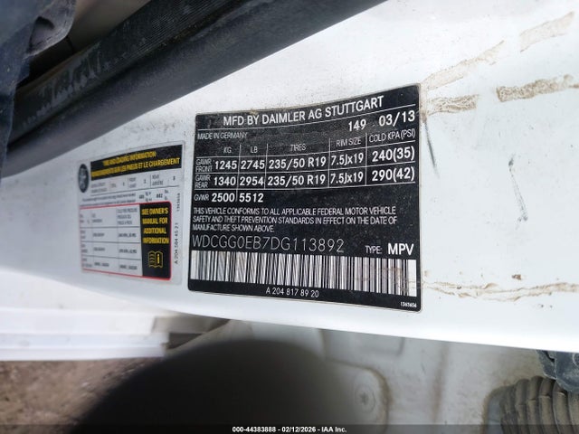 2013 Mercedes-benz Glk 250 Bluetec 4matic მანქანა იყიდება აუქციონზე, vin: WDCGG0EB7DG113892, აუქციონის ნომერი: 44383888