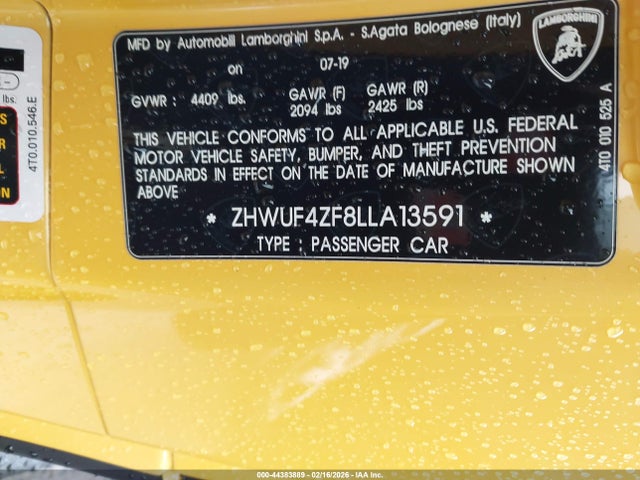 2020 LAMBORGHINI HURACAN EVO ZHWUF4ZF8LLA13591 Photo 8