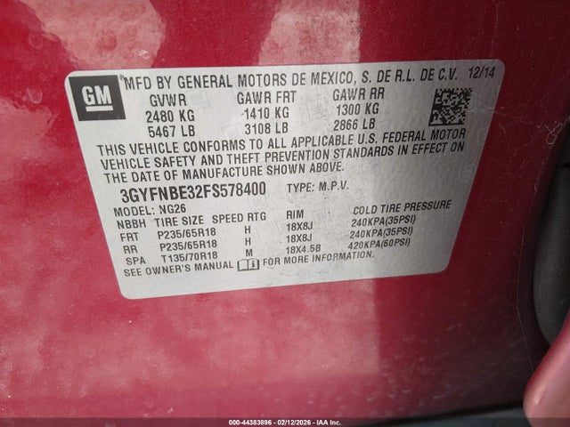 2015 CADILLAC SRX 3GYFNBE32FS578400 Photo 8