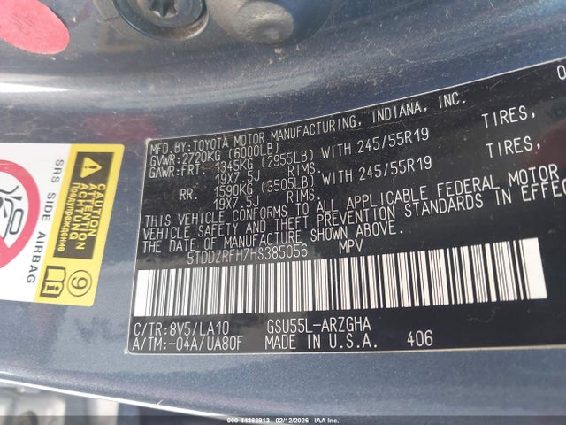 Toyota Highlander Limited 2017 5TDDZRFH7HS385056 Image 9