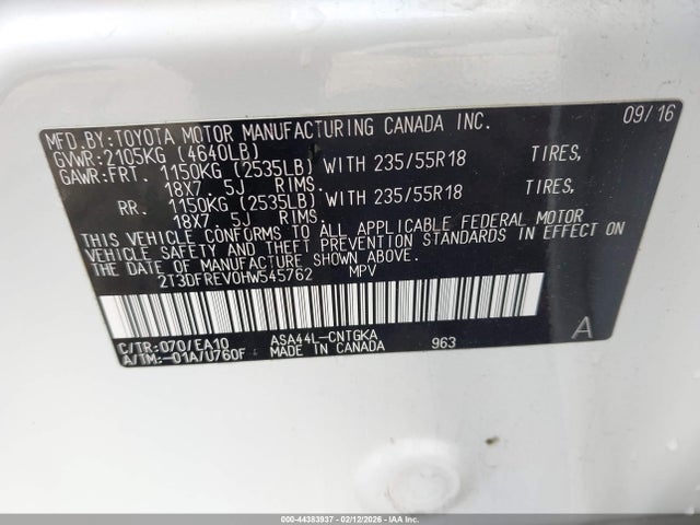 Toyota Rav4 Limited 2017 2T3DFREV0HW545762 Image 9