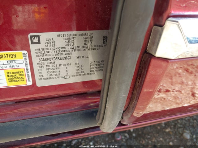 5GAKRBKD6FJ389693 Buick Enclave Leather