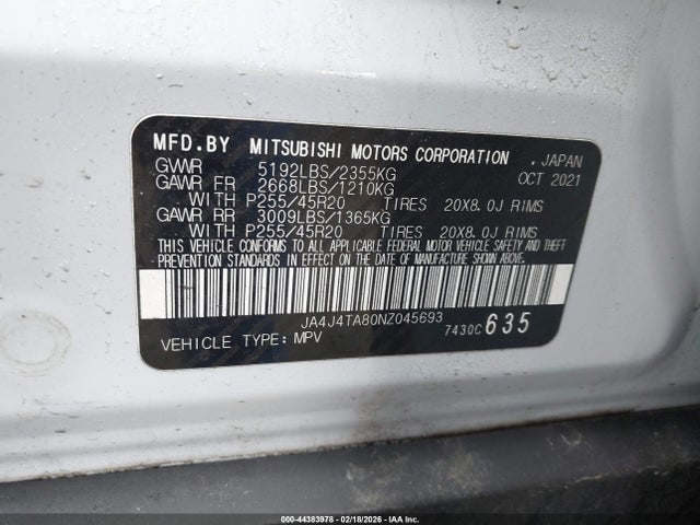 Продажа на аукционе авто 2022 Mitsubishi Outlander Es 2.5 S-awc, vin: JA4J4TA80NZ045693, номер лота: 44383978