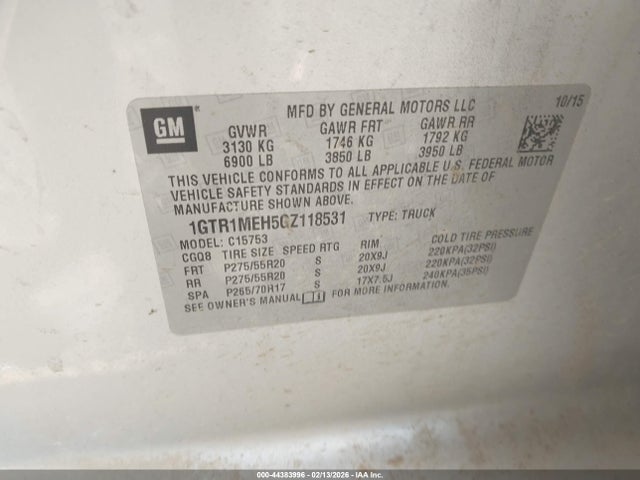 Продаж на аукціоні авто 2016 Gmc Sierra 1500 Sle, vin: 1GTR1MEH5GZ118531, номер лоту: 44383996
