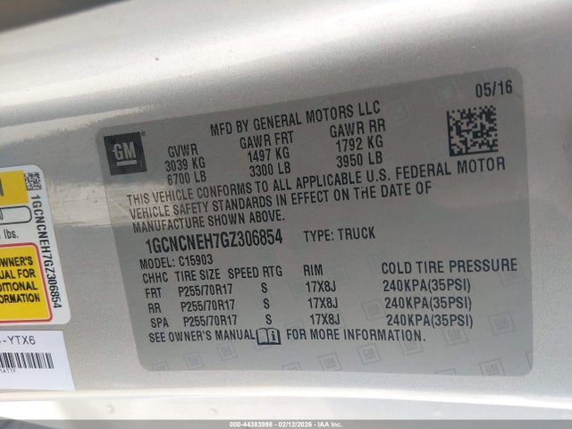 1GCNCNEH7GZ306854 Chevrolet Silverado 1500 Wt