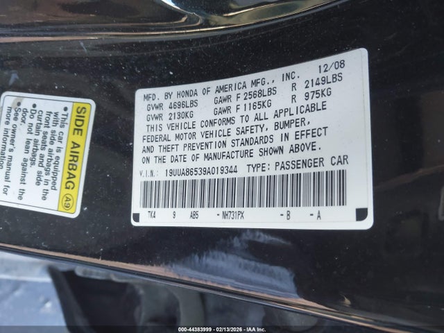 44383999 :رقم المزاد ، 19UUA86539A019344 vin ، 2009 Acura Tl 3.5 مزاد بيع