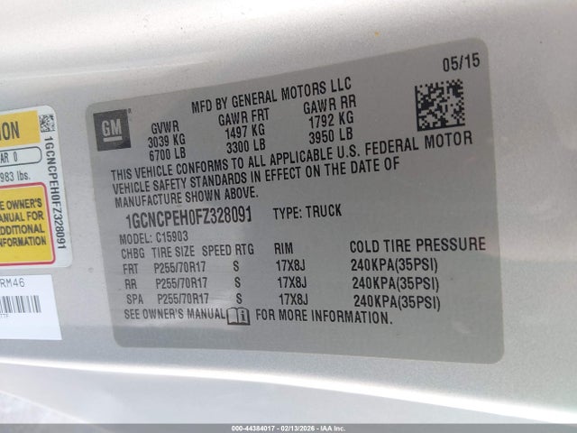 1GCNCPEH0FZ328091 Chevrolet Silverado 1500 Wt