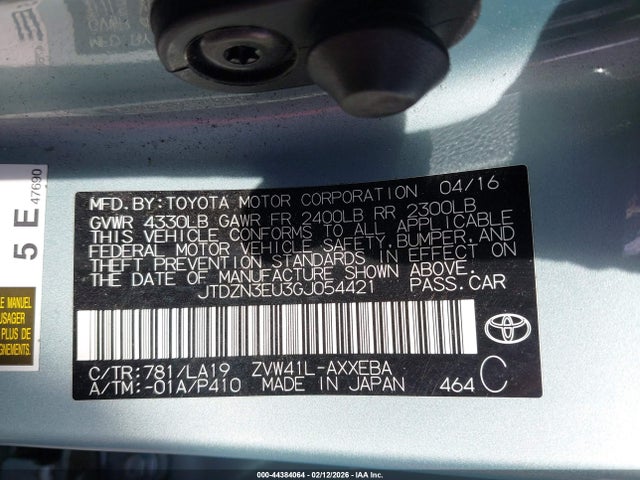 JTDZN3EU3GJ054421 Toyota Prius V Five
