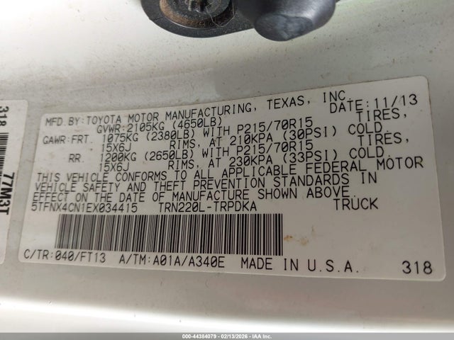 5TFNX4CN1EX034415 Toyota Tacoma